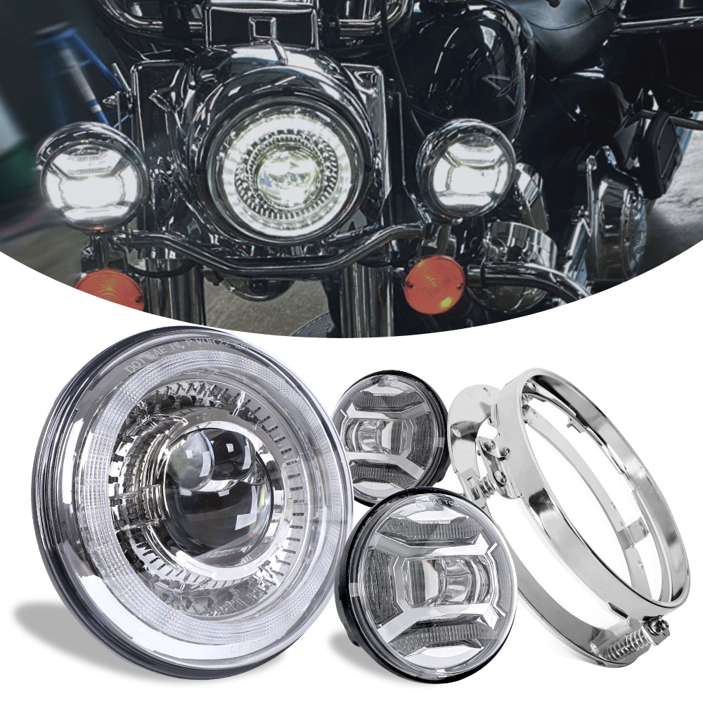 7 inch headlight and 4.5 inch passing lights Combo for Harley Davidson