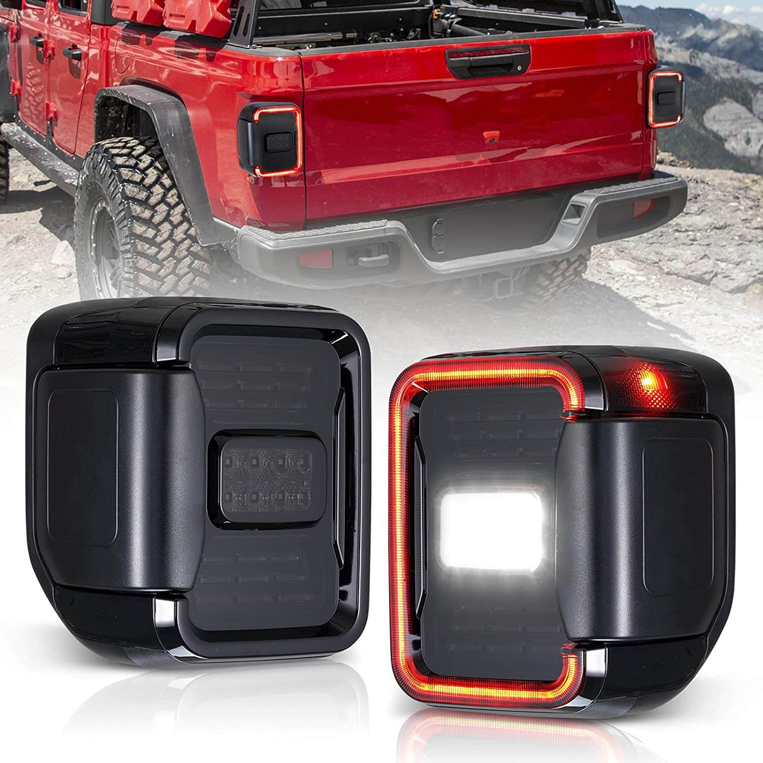 New Upgraded Multi-function LED Tail Lights Compatible with Jeep