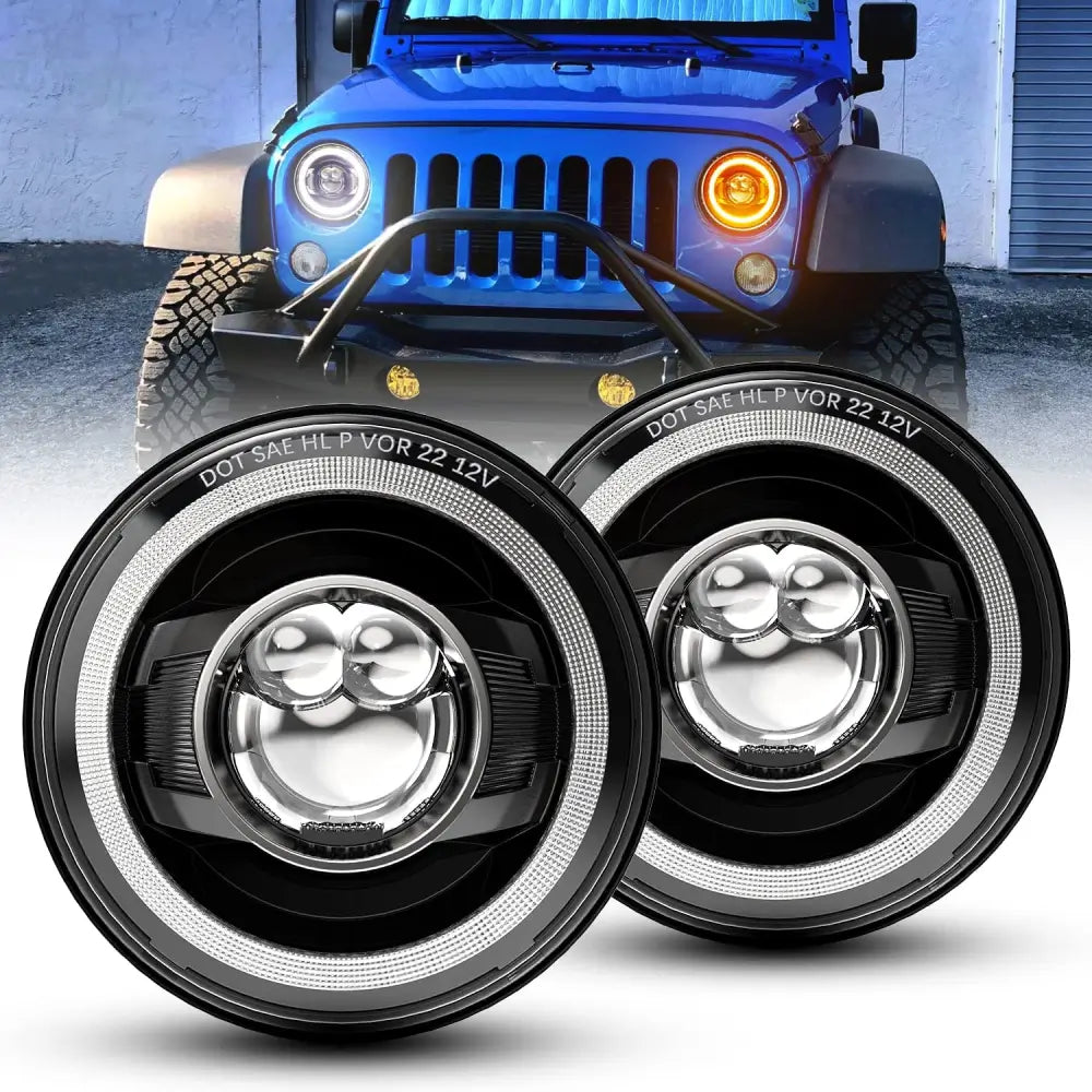 7 Inch Projection LED Headlights+4 Inch Projection LED Fog Lights for Jeep JK