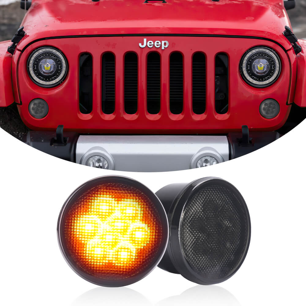 LED Turn Signal Lights for Jeep Wrangler JK, Smoked Lens(1)