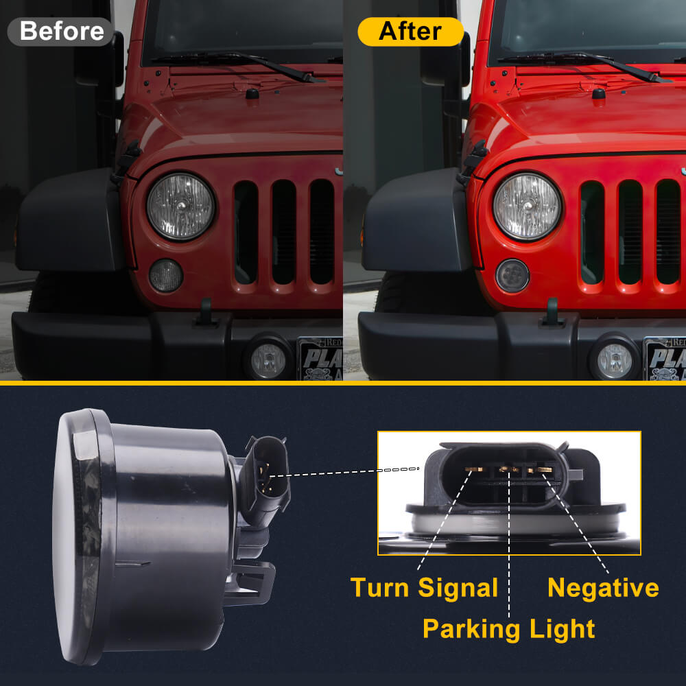 LED Turn Signal Lights for Jeep Wrangler JK, Smoked Lens(4)
