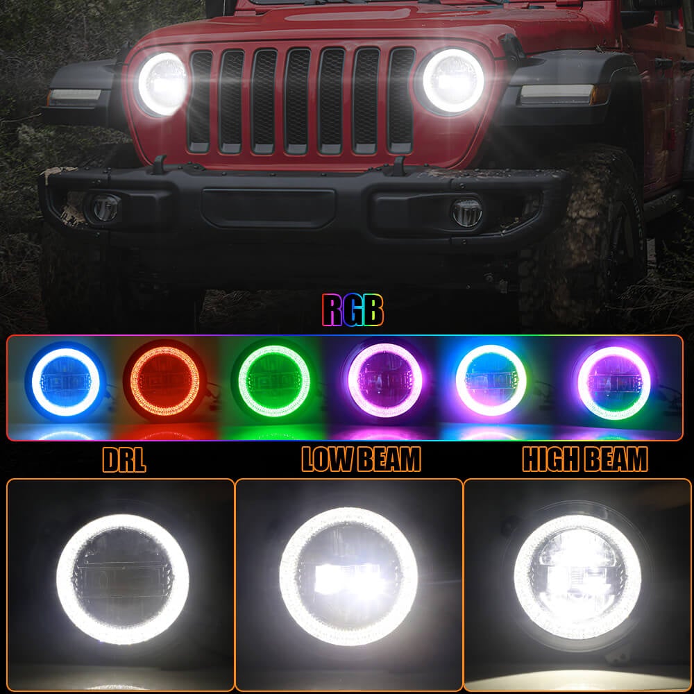 Unique RGB 9 inch Diamond Headlight for Jeep JL JT | Pair