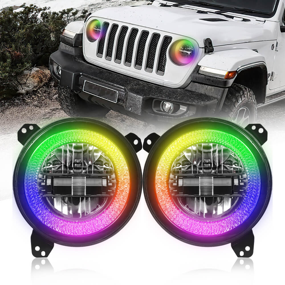 Jeep JL headlight- RGB 9 inch led diamond headlight for Jeep wrangler JL