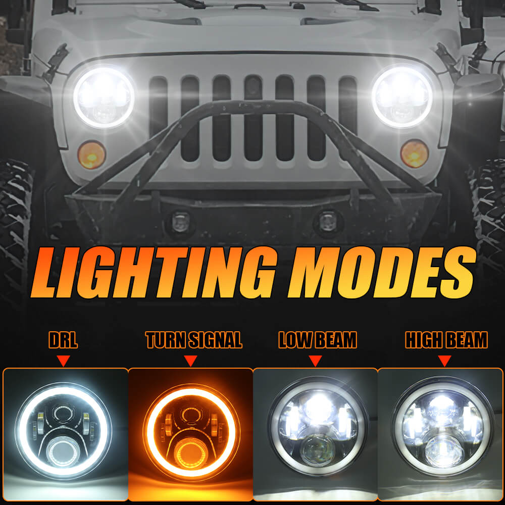 7 Inch Headlight With Halo Ring for Jeep Wrangler | LOYO LED