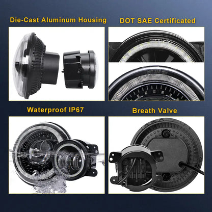 LED Headlights and Fog Lmap Kit for Jeep