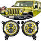Yellow Jeep Wrangler JL Headlights with Halo