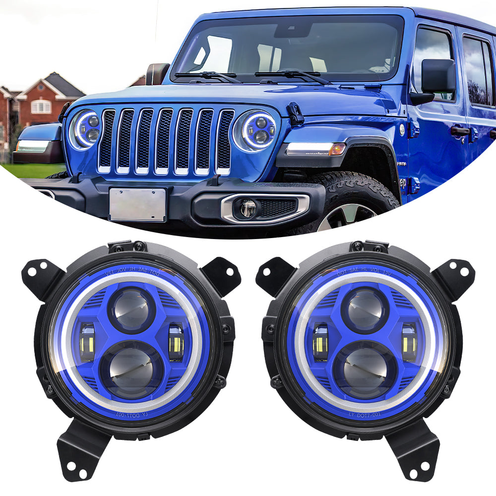 Blue Jeep Wrangler JL Headlights with Halo
