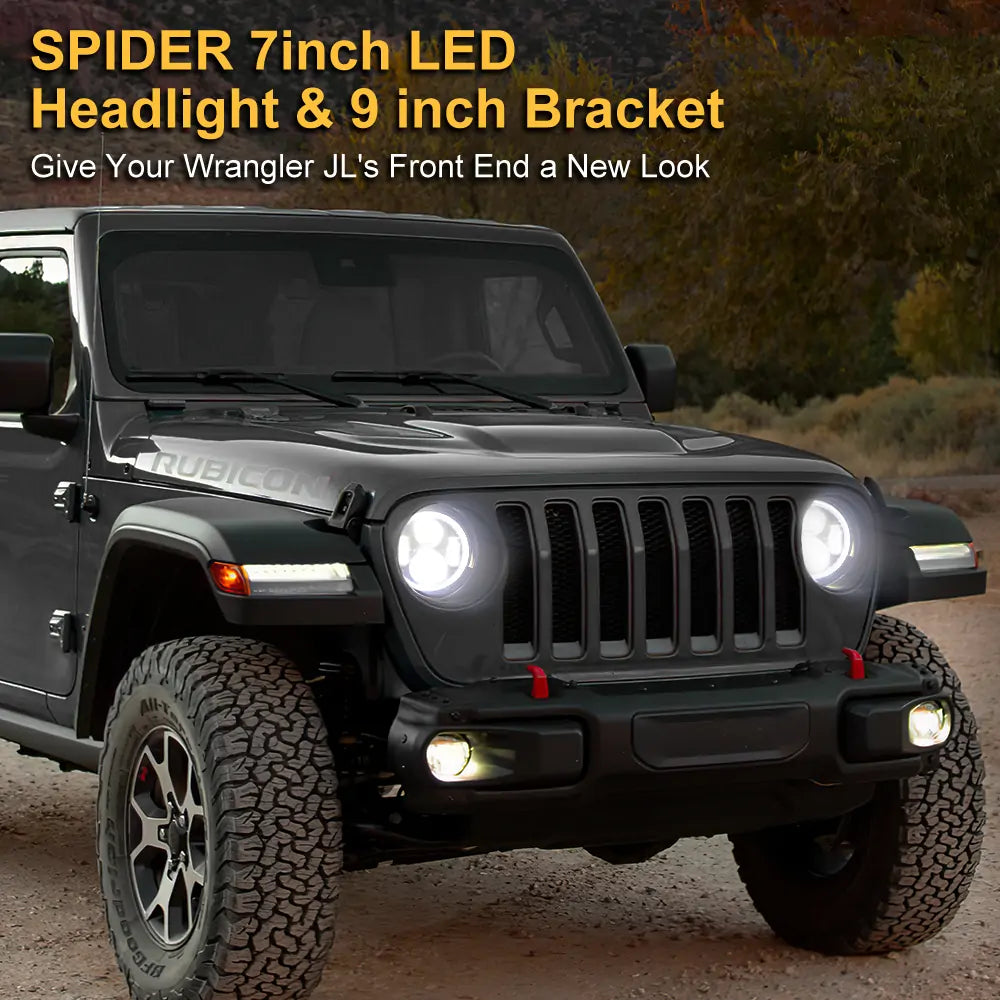 Jeep JL Headligths: 7" LED Headlights and 9" Bracket