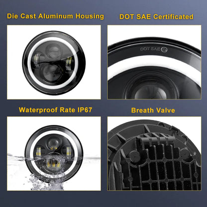 7 inch 45W Headlights with Angel Eye | Pair