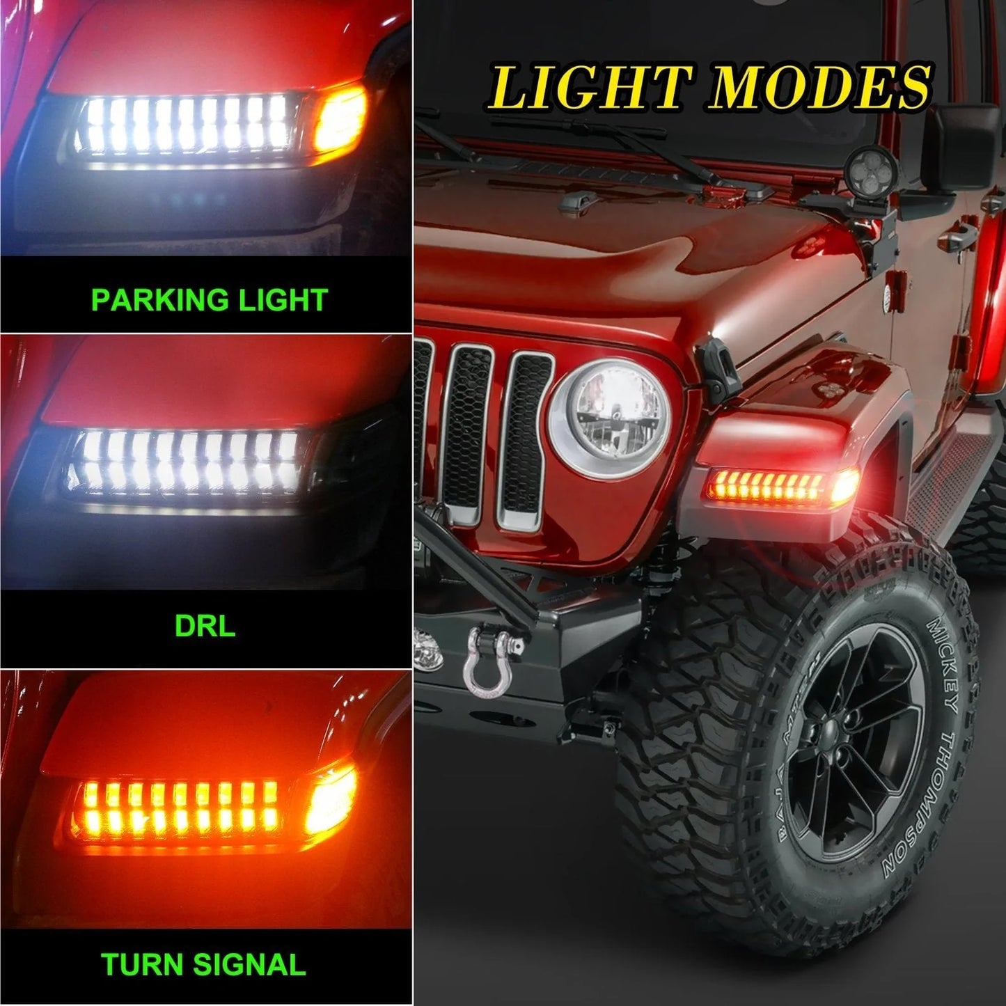LOYO Jeep JL LED Fender Lights with LED Side Marker Lights