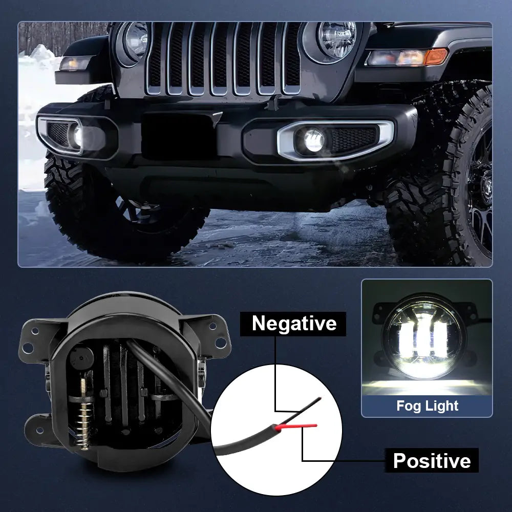 4" fog lights for jeep wrangler jk jl and gladiator jt