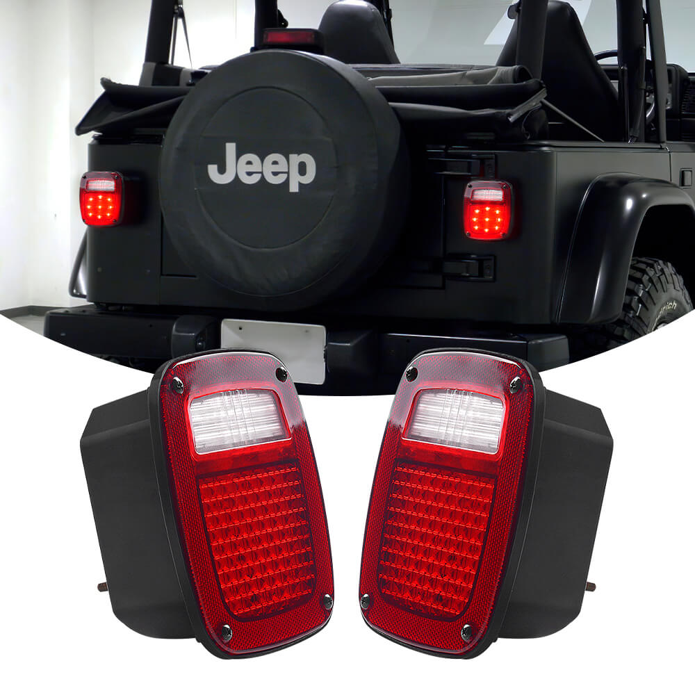 LED Rear Brake Tail Lights Turn Signal Backup Light Replacement for 98-06 Jeep Wrangler TJ