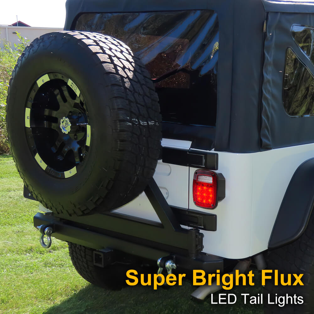 LED Rear Brake Tail Lights Turn Signal Backup Light Replacement for 98-06 Jeep Wrangler TJ