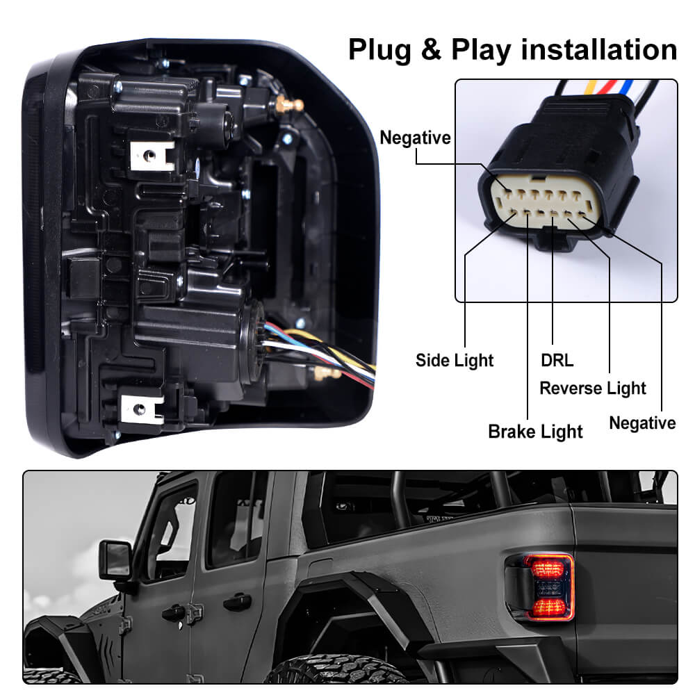 New Upgraded Multi-function LED Tail Lights Compatible with Jeep