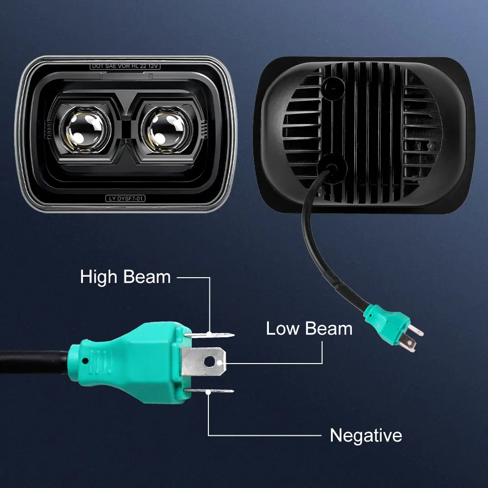 110W Rectangular 5x7 Inch LED Headlight for Jeep Wrangler YK Cherokee ...