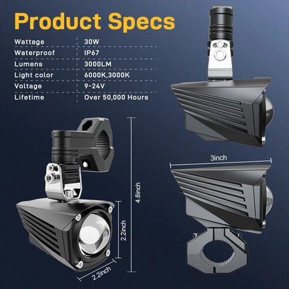 LOYO 60W LED Driving Lights for Motorcycle, ATV, UTV,  offroad