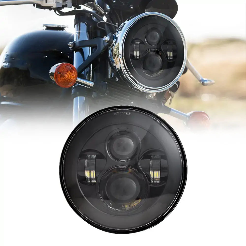 Black 7 inch harley headlight