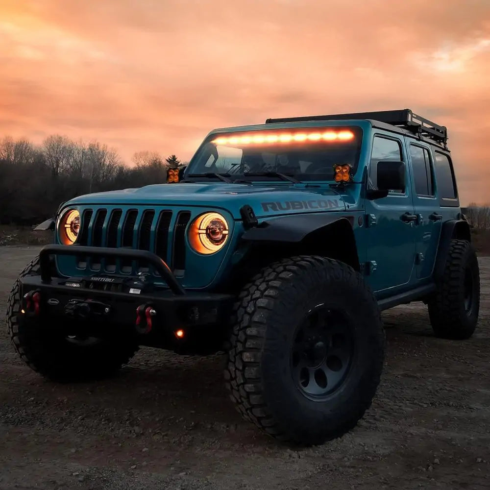 9 inch round led headlights for jeep wrangler jl, gladisator with amber turn signal lights, white halo