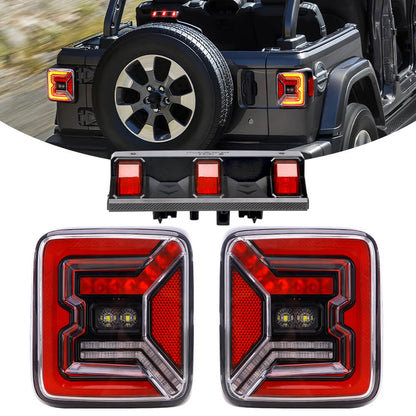 Jeep JL Tail Lights and 3rd brake lights combo-Clear