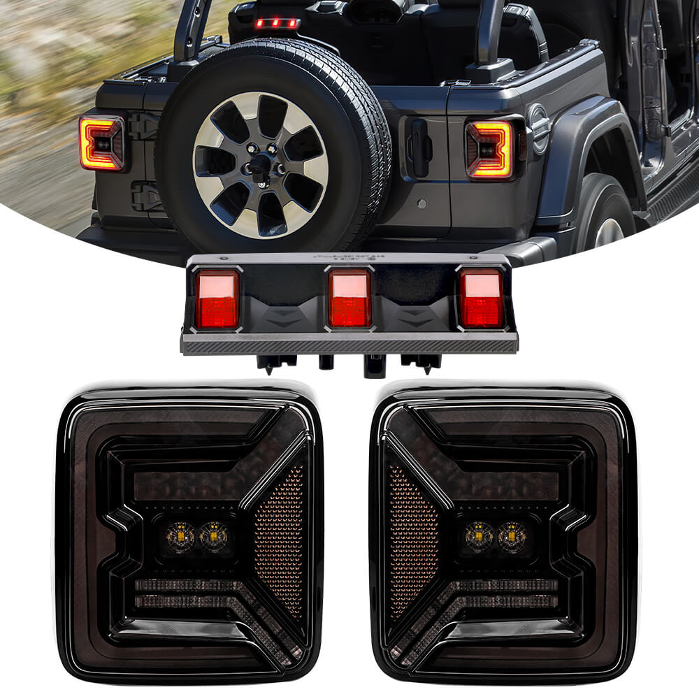 Jeep JL Tail Lights and 3rd brake lights combo-Smoke