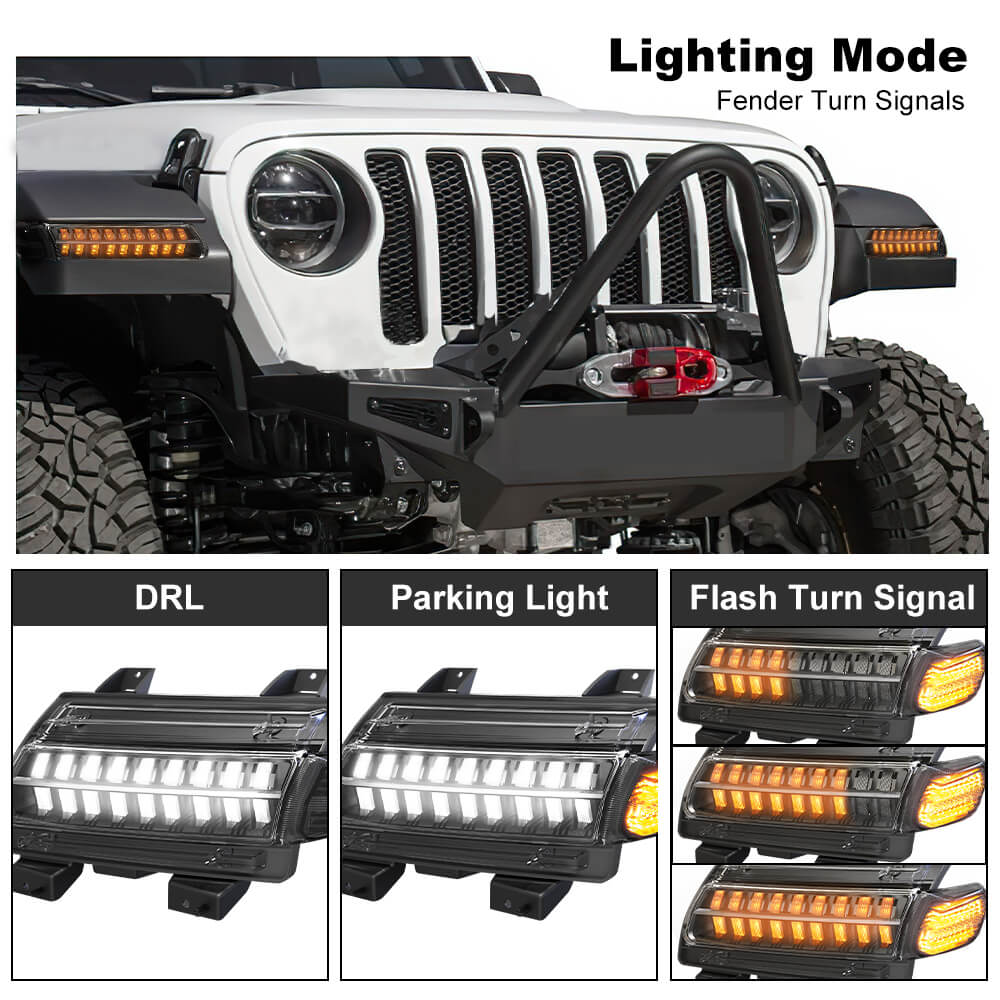 BAT LED Tail Lights & Fender Turn Signal with Sequential Light Compatible for 2018+ Jeep Wrangler JL 02