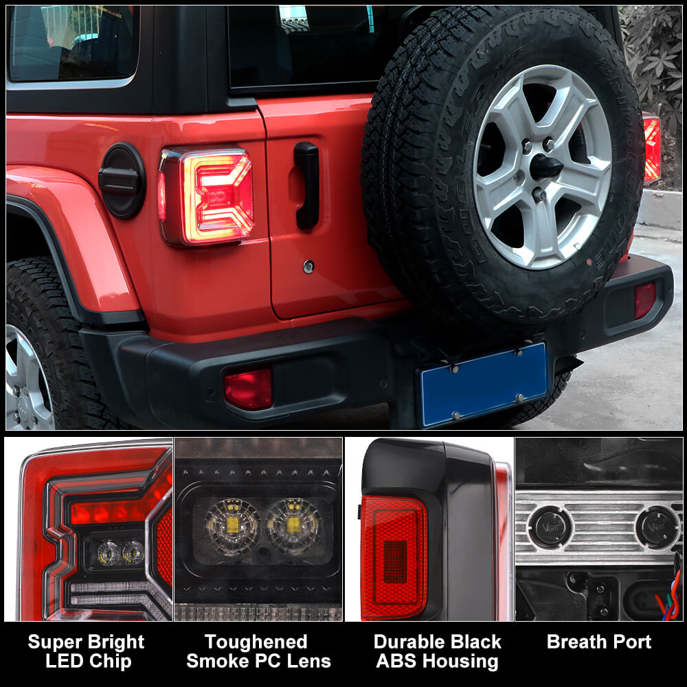 BAT LED Tail Lights & Fender Turn Signal with Sequential Light Compatible for 2018+ Jeep Wrangler JL 10