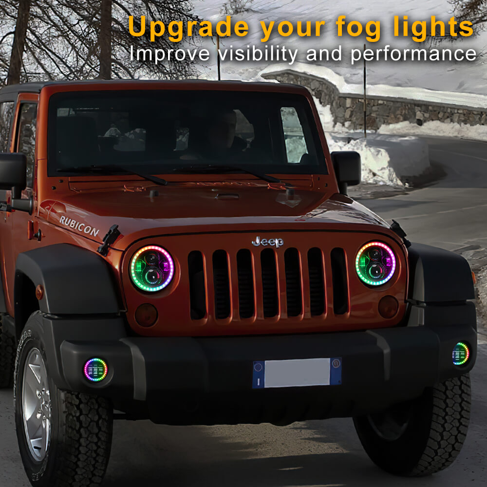 4" RGB Fog Lights for 2017-2018 Wrangler JK upgrade your fog lights