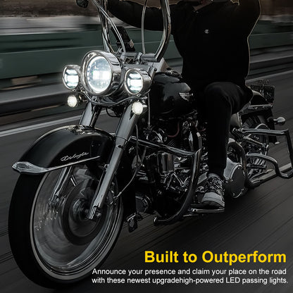 4.5 inch 30W LED Passing Lamps for Harley Davidson - Dual Light Modes, DOT Approved