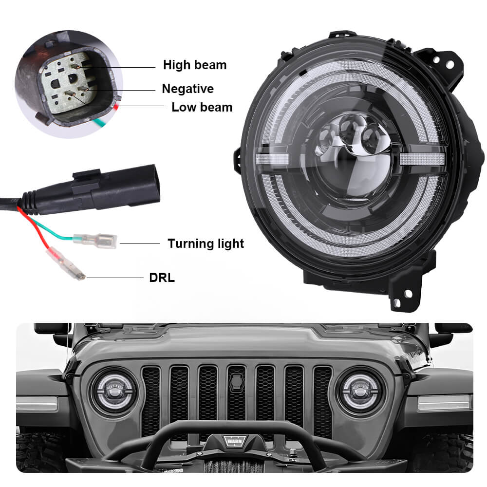 New 9 Inch Jeep JL LED Headlights 60W Sunlight Headlights