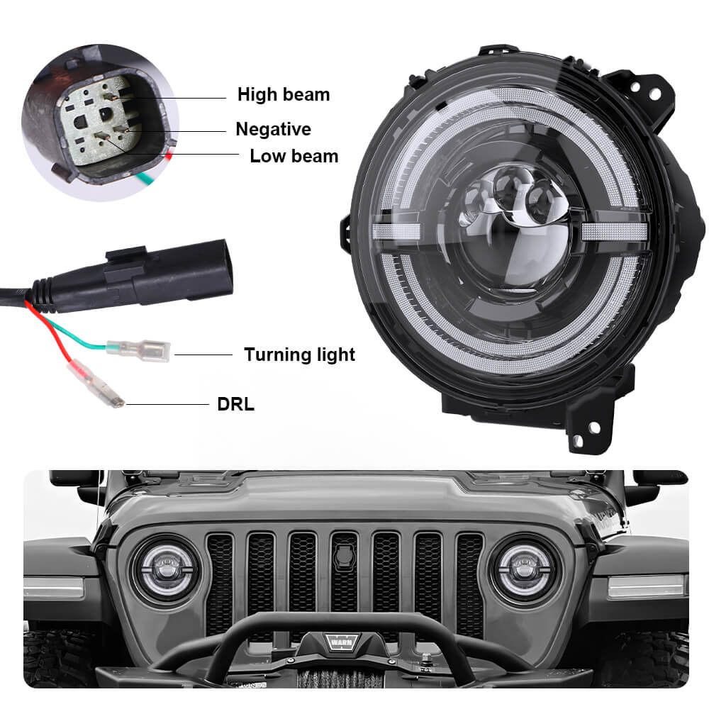 9 inch Round LED Headlights for Jeep Wrangler JL