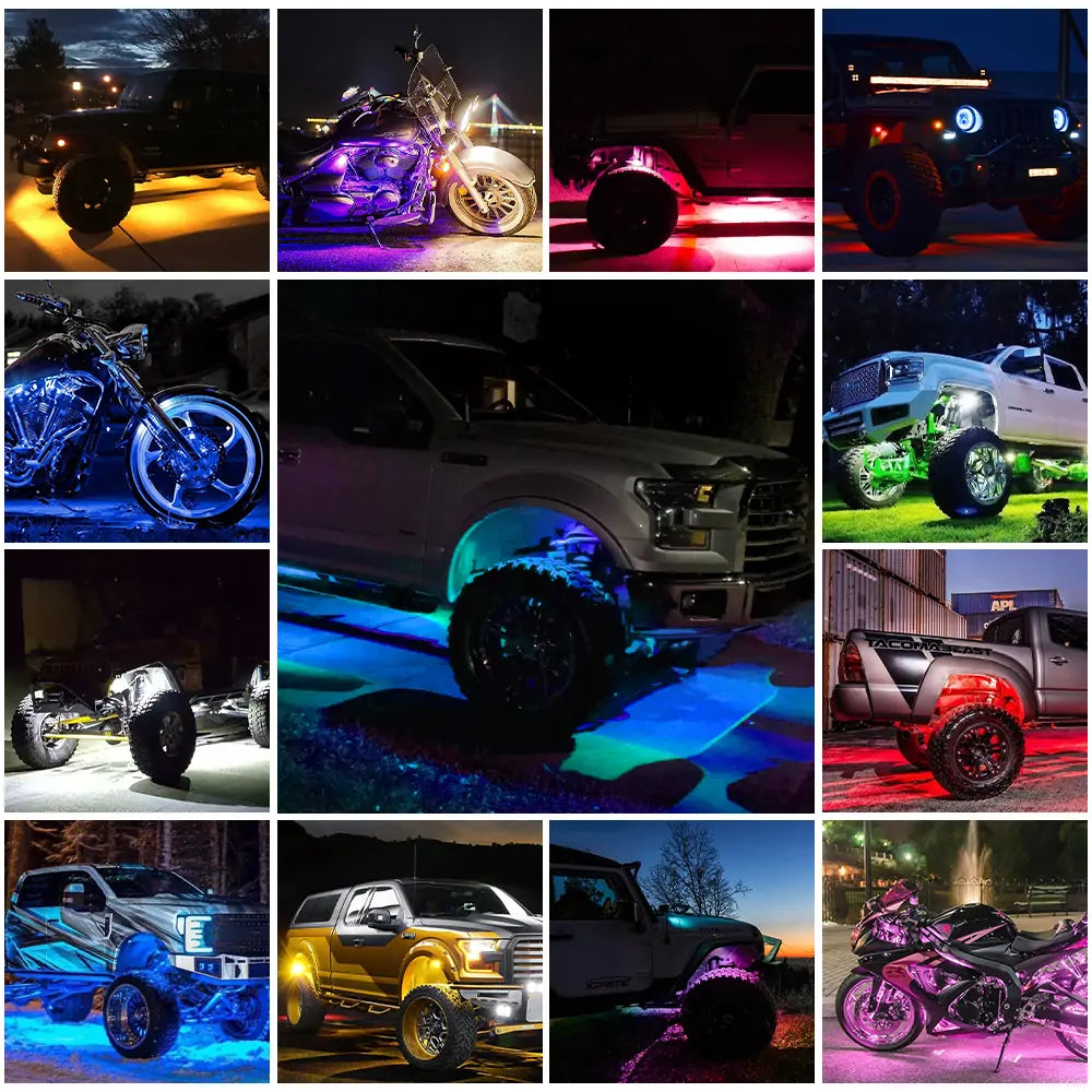 SHINIGHT RGB LED Rock Lights for Trucks, 6 Pods Brightness Under Glow  Lights for Truck with APP & Remote Control Neon Underglow Music Mode Rock  Lights