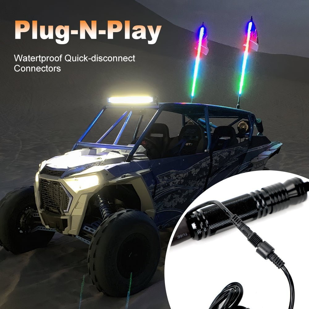 RGB Spiral Whip Lights Bluetooth Remote Controlled | Offorad