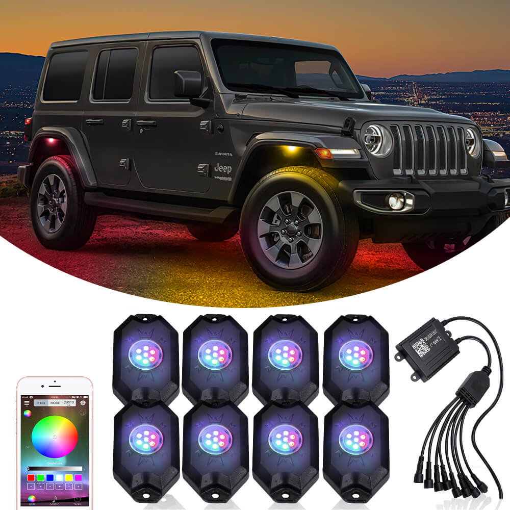 RGBW Rock Lights Kit - multi-color underglow neon lights