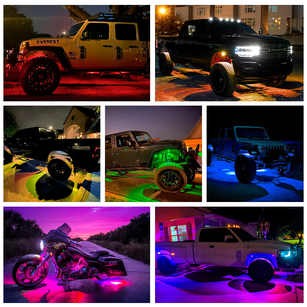 Offroad Underbody RGBW LED Rock Lights for Jeep Harley Truck ATV