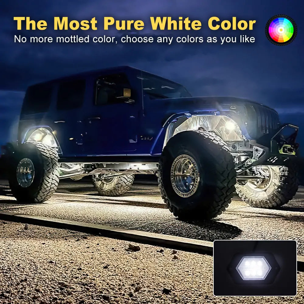 Pure white RGBW Rock Lights, Legal on the road