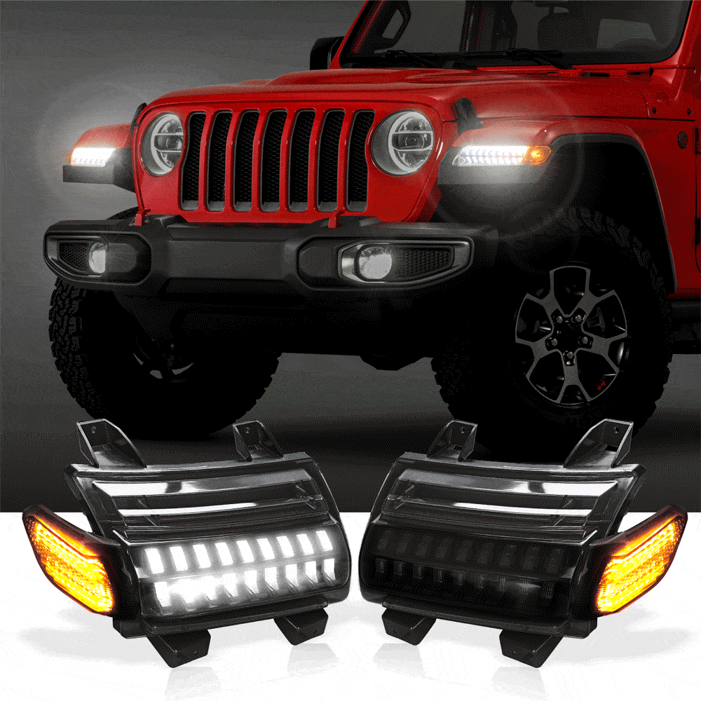 Jeep JL LED Fender Lights Front Turn Signal DRL for 2018+ – loyolight