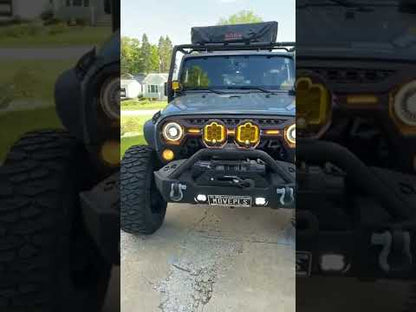 Dragon Eyes 7 Inch LED Round Headlights for Jeep Wrangler JK JKU TJ LJ w/ w/Starry DRL Start-up Gradient Halo Turn Signal